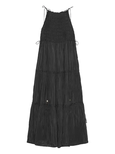 Ganni Gesmoktes Maxikleid Mit Schleifenverschluss In Black