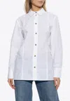 Ganni Tie String Button-up Shirt In White