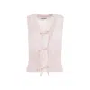 Ganni Bow-embellished Mohair-blend Vest In Neutrals