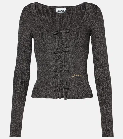 Ganni Tie String Top In Grey