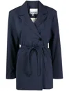 Ganni Tie-waist Jacket In Blue
