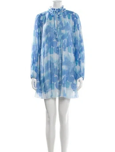 Pre-owned Ganni Tie-dye Print Mini Dress In Blue