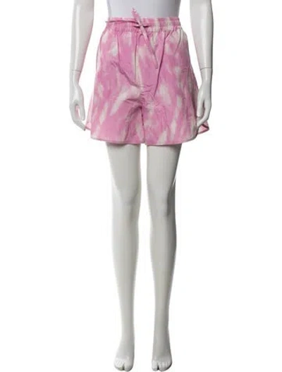 Pre-owned Ganni Tie-dye Print Mini Shorts W/ Tags In Pink