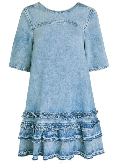 Ganni Tiered Denim Mini Dress