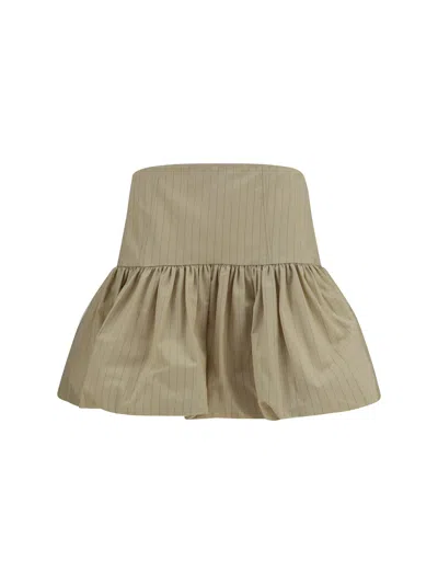 Ganni Tiered-ruffle Cotton Mini Skirt In Brown