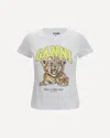 Ganni Organic Cotton T-shirt With Front Print In Neutral