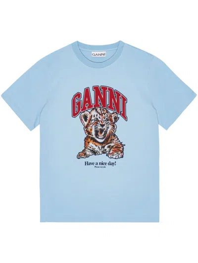 GANNI GANNI TIGER ORGANIC COTTON T-SHIRT