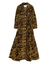 Ganni Tiger-pattern Button-up Maxi Dress In Multi