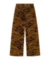 Ganni Zebra-print Cotton-blend Velveteen Wide-leg Pants In Brown
