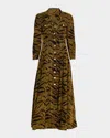 Ganni Animal Print Dress Chest Pockets In Brown