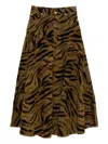Ganni Tiger-print Denim Maxi Skirt In Animal Print