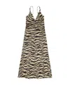 Ganni Khaki Crinkled Maxi Dress In Nude