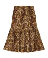 Ganni Tiger-striped Poplin Midi Skirt In Brown
