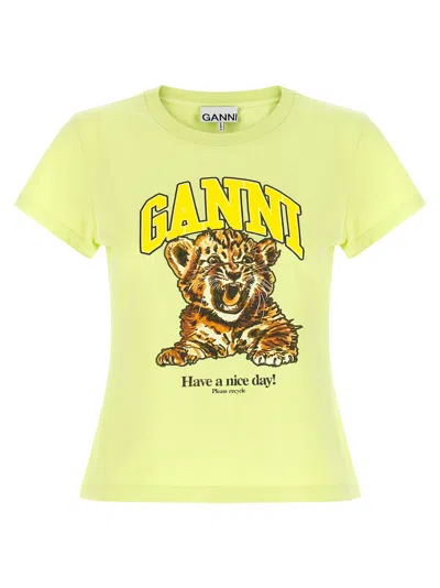 Ganni 'tiger' T-shirt In Green