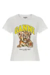 Ganni Organic Cotton T-shirt With Front Print In White