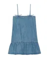 Ganni Tinted Cotton Denim Mini Dress In Blue