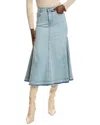 Ganni Tint Denim Midi Skirt In Blue