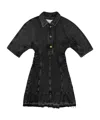 Ganni Ruched Side Fitted Dress With Short Sleeves In Black