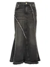 Ganni Black Tint Edge Denim Long Skirt In Black
