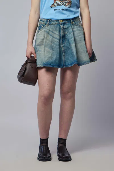 Ganni Tint Rigid Denim Mini Skirt In Blue