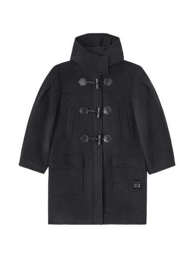 Ganni Toggle-fastening Hooded Parka Coat In Gray