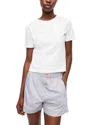 Ganni Women Heart Embroidery T-shirt In Bright White