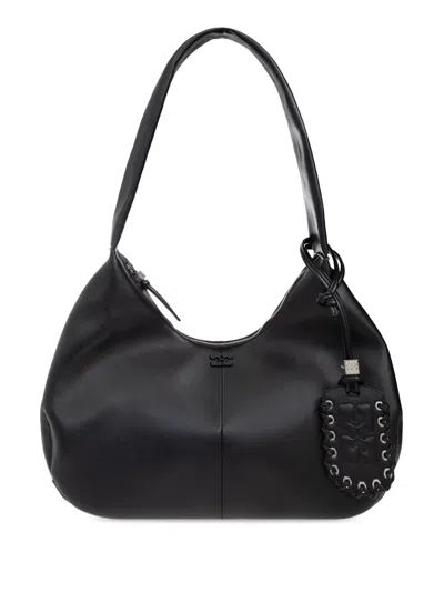 Ganni Rounded Shoulder Bag In Black