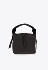 Ganni Drawstring Top Bucket Bag In Black
