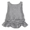 Ganni Crinkled Check Frill Top In Black