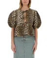 Ganni Blouse With Animal Pattern