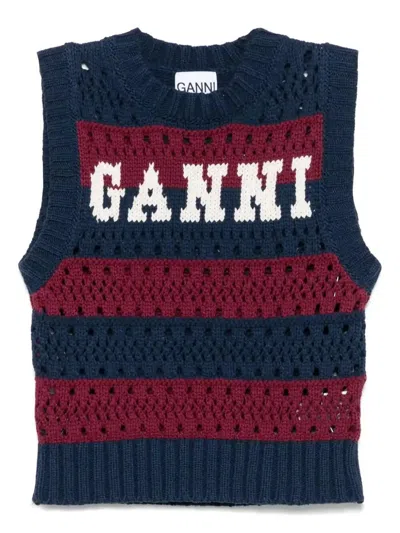 GANNI STRIPED KNIT VEST - WOMEN'S - RECYCLED POLYESTER/RECYCLED COTTON