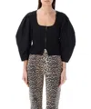 Ganni Cottonpoplin Smock Blouse In Black