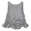 Ganni Crinkled Check Frill Top In Black In Black