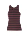 Ganni Women Stripe Rib Tank Top In Brown