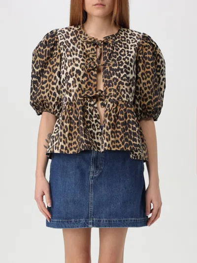 GANNI TOP GANNI WOMAN COLOR BROWN,G41600032