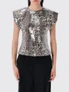 Ganni Leopard Print Sequined Top In Blue
