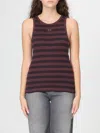 Ganni Women Stripe Rib Tank Top In Black