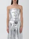 Ganni Bustier Top In Foil Denim In White