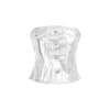 Ganni Woman Top Silver Size 6 Organic Cotton In Grey