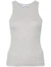Ganni Logo-embroidered Mélange Tank Top In Grey
