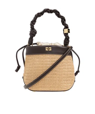 Ganni Top Handle Handbag In Nude