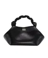 Ganni Hexagonal Leather Shoulder Bag With Butterfly Detail In Black