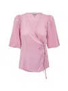 Ganni Top In Satin Rosa With Cross-sealing  In Pink
