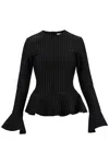 Ganni Pinstriped Peplum Blouse