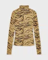 Ganni Printed Turtle Neck Sweater In Animal Print
