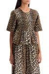 Ganni Leopard Blouse In Animal Print