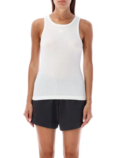 Ganni Bright White Cotton Tank Top In Multi