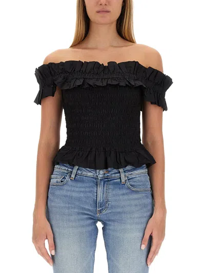 Ganni Top With Bare Shoulders In Black