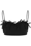 Ganni Bow-detailed Crepe Bra Top In Black
