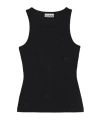 Ganni 'tank Top With Rhinestone Logo In Black